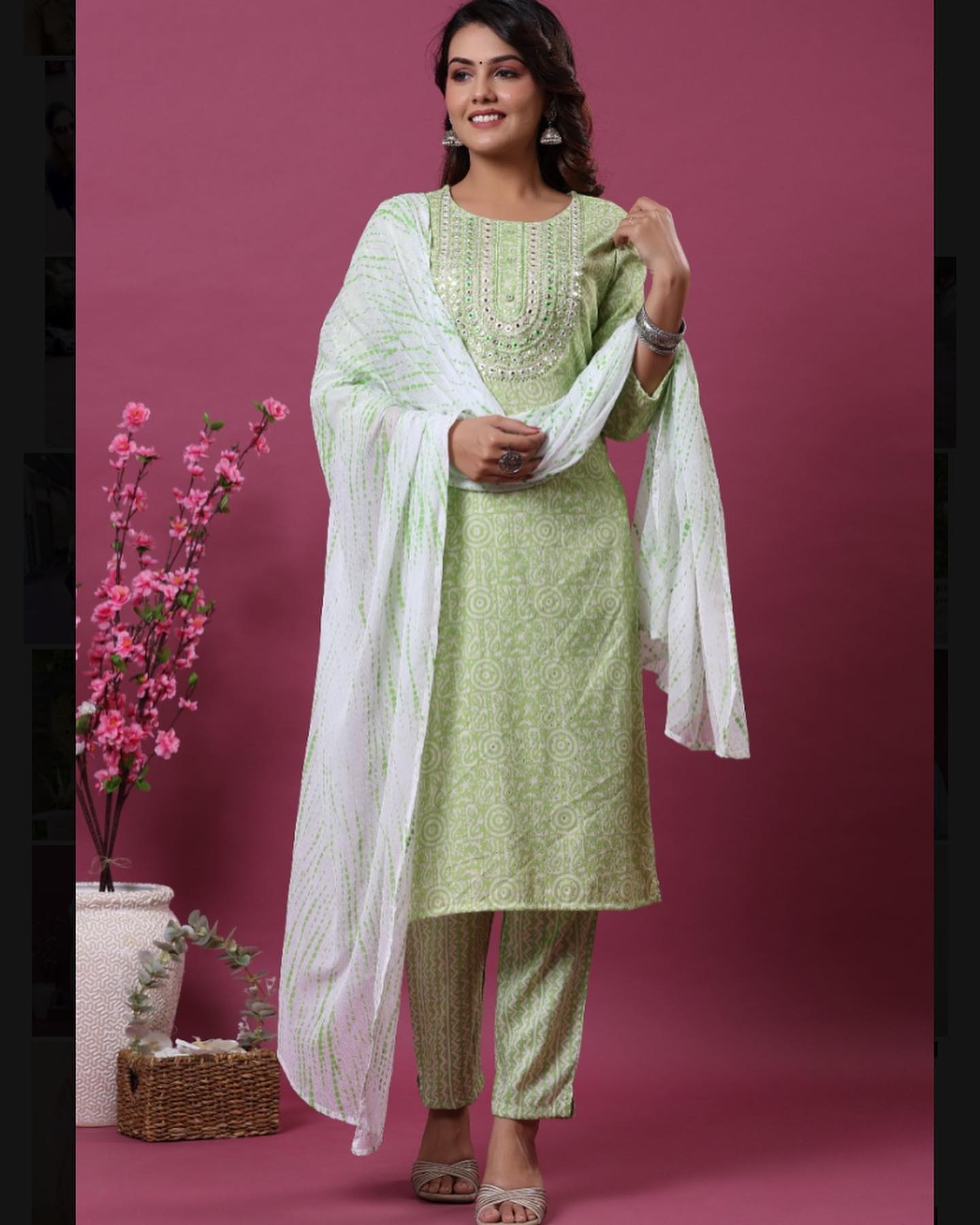 Pastel green ethnic suit set