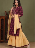 Maroon & Cream STITCHED Cotton Suit with dupatta
